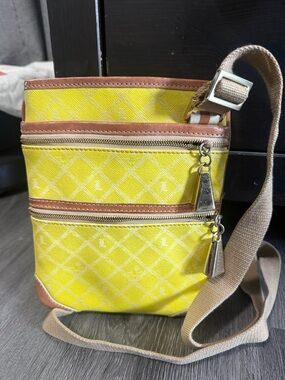 L.A.M.B Yellow Crossbody Shoulder Bag with Zip Pockets